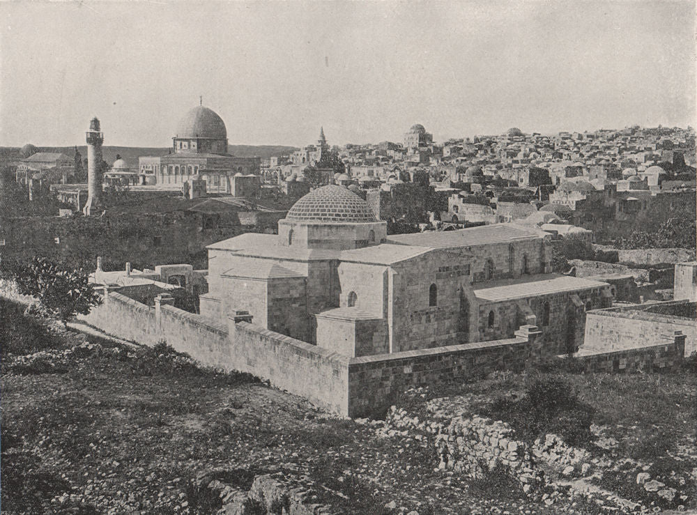JERUSALEM. The holy city showing the church of St. Anne. Israel. Palestine 1895